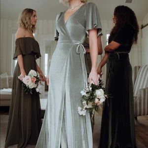 Meghan Velvet Wrap Maxi Dress (Sage) Size Small, Baltic Born